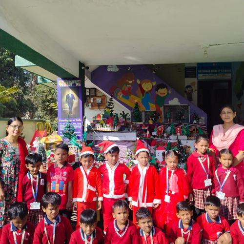 Students dressed up for Christmas celebration