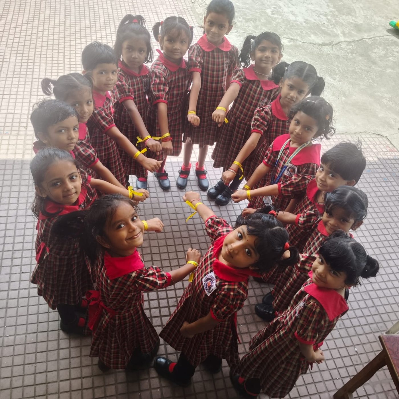 Pre-primary children in a joyful circle activity