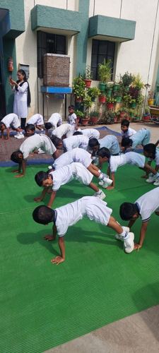 Student performing a gymnastics activity