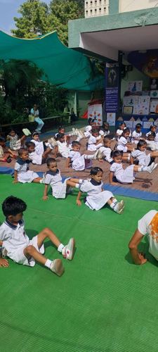 Yoga session on the lawn